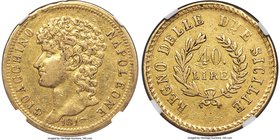 Naples & Sicily. Joachim Murat gold 40 Lire 1813 XF40 NGC, KM266. A one-year type depicting Joachim-Napoleon Murat, the brother-in-law of Napoleon. A ...