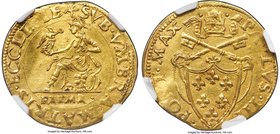 Papal States. Paul III gold Scudo d'Oro ND (1534-1549) AU55 NGC, Parma mint, Fr-412, B-957. 3.32gm. An appealing example with light tone and much lust...