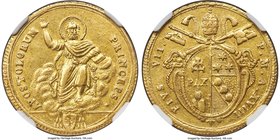 Papal States. Pius VII gold Doppia Anno XVIII (1817)-R AU55 NGC, Rome mint, KM1076. A gorgeous type with satiny, golden luster. 

HID09801242017