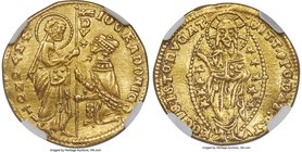 Venice. Giovanni Gradenigo gold Ducat ND (1355-1356) AU Details (Bent) NGC, Fr-1223, Paolucci-31.1. 3.50gm. IO GRADONIGO | • S | • M | • V | Є | N | Є...