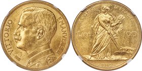 Vittorio Emanuele III gold 100 Lire 1912-R MS61 NGC, Rome mint, KM50, Fr-26. Mintage: 4,946. A scarcer type owing to a mintage of under 5,000. The Min...