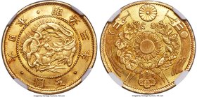 Meiji gold 5 Yen Year 3 (1870) MS63 NGC, Osaka mint, KM-Y11, Fr-47. A beautifully styled selection with rich, amber-toned surfaces that beam with orig...