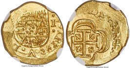 Philip V gold Cob Escudo ND (1703-1713) MS66 NGC, Mexico City mint, KM51.1. 3.41gm. Of stunning technical caliber for the type, which usually becomes ...