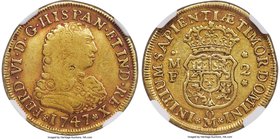 Ferdinand VI gold 2 Escudos 1747 Mo-MF VF25 NGC, Mexico City mint, KM125, Cal-157. A lovely rarity with an attractive old reddish tone, even wear and ...