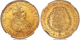 Ferdinand VI gold 8 Escudos 1758 Mo-MM AU55 NGC, Mexico City mint, KM152. Considerable original luster, with a touch of orange patina and slight refle...