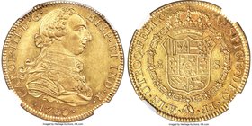 Charles III gold 8 Escudos 1783 Mo-FF MS60 NGC, Mexico City mint, KM156.2, Onza-778. This satiny and lustrous selection offers an expressive bust of C...
