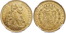 Charles IV gold 8 Escudos 1806 Mo-TH AU58 NGC, Mexico City mint, KM159. Well struck with shimmering luster, especially notable on the reverse.

HID0...
