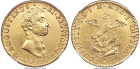 Augustin I Iturbide gold 8 Escudos 1822 Mo-JM AU Details (Harshly Cleaned) NGC, Mexico City mint, KM313.1, Onza-1778. Unfortunately cleaned on the hea...