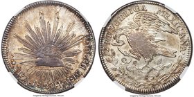 Republic "Hookneck" 8 Reales 1824 Mo-JM AU58 NGC, Mexico City mint, KM-A376.2, DP-Mo03. Snake in tight loop. Abundant luster remains, with light rubbi...