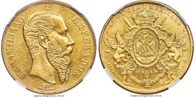 Maximilian gold 20 Pesos 1866-Mo AU58 NGC, Mexico City mint, KM389. A strong example with vibrant luster and a bold, attractive strike. Nearly uncircu...