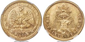 Republic gold 20 Pesos 1872 Mo-M MS61 NGC, Mexico City mint, KM414.6. A fully lustrous example with a bold strike and apricot toning in the recesses....