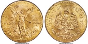Estados Unidos gold 50 Pesos 1931 MS65+ PCGS, Mexico City mint, KM481, Fr-172. A beautiful example with shimmering luster underneath a light tone with...