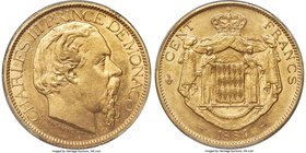 Charles III gold 100 Francs 1884-A MS62 PCGS, Paris mint, KM99, Gad-MC122. A silken example that displays admirable visual allure for the assigned gra...