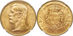 Albert I gold 100 Francs 1904-A MS63 NGC, Paris mint, KM105. Satiny and fully choice, with only a light graze left of Albert's bust precluding an even...