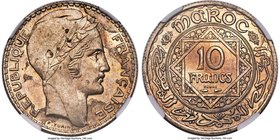 French Protectorate copper-nickel Essai 10 Francs ND (AH 1346 / 1927) MS63 NGC, KM-E14 (in nickel), Lec-248 (same; Very Rare). Obv. Laureate head righ...
