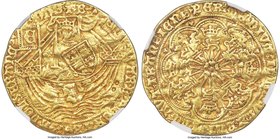 Gorinchem. City gold Imitative Rose Noble ND (1583-1591) XF Details (Damaged) NGC, Fr-80, S-1952, Schneider-851. 7.40gm. Struck in imitation of Englis...