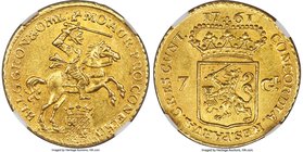 Groningen & Ommeland. Provincial gold 7 Gulden 1761 MS63 NGC, KM60, Fr-244. The highest certified example for this type by either NGC or PCGS, tied wi...