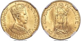 Haakon VII gold 20 Kroner 1910 MS64 NGC, KM376. A handsome coin with a bold strike and fantastic shimmering luster. Nearly gem, the surfaces have a de...