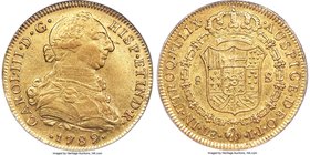 Charles IV gold 8 Escudos 1789 LM-IJ XF45 PCGS, Lima mint, KM92. Enchanting luminosity and a lemon-gold chroma are especially notable on this pleasing...