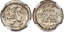 Ferdinand VII 1/4 Real 1816-L MS65 NGC, Lima mint, KM108. A superb gem example of this small-statured issue, exhibiting a hint of tone over very stron...