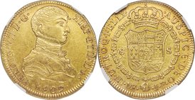 Ferdinand VII gold 8 Escudos 1809 LM-JP AU53 NGC, Lima mint, KM107. An imaginary bust type for Ferdinand VII, struck at Lima between 1808 and 1811 bef...
