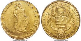 Republic gold 8 Escudos 1832 CUZCO-VoARSH AU53 PCGS, Cuzco mint, KM148.2. Light even wear over softly toned surfaces with bright, flashy luster.

HI...