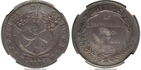 Spanish Colony. Isabel II Counterstamped 8 Reales ND (1835-1837) XF40 NGC, KM109. C/S (XF Weak). Y.II. T6 Countermark on Colombian 8 Reales dated 1835...