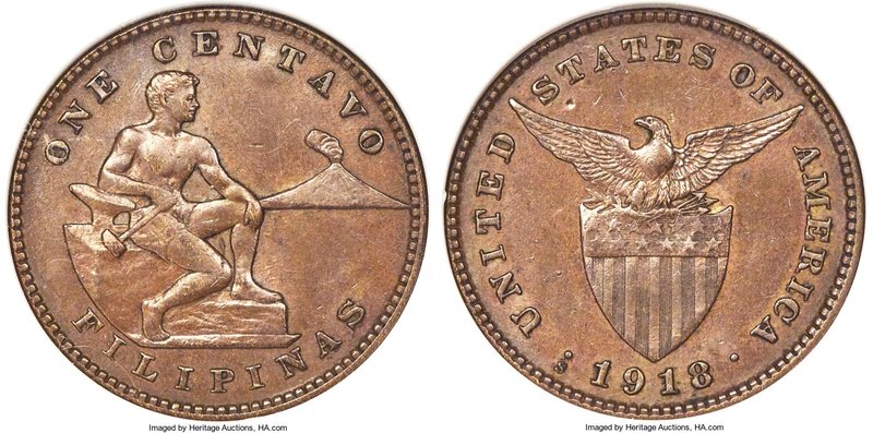 USA Administration Centavo 1918-S MS63 Brown ANACS, San Francisco mint, KM163, A...