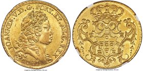João V gold 4 Escudos (Peça) 1741 AU55 NGC, Lisbon mint, KM221.9, Fr-86. A sparkling offering displaying ample mint luster and a quality of care that ...