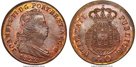João VI 40 Reis (Pataco) 1822 MS66 Brown NGC, Lisbon mint, KM370. An outstanding piece with virtually pristine surfaces, needle-sharp strike, and exhi...