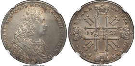 Peter II Rouble 1728 AU Details (Cleaned) NGC, Kadashevsky mint, KM182.2. Variety with military badge on chest, lower bust that doesn't break legend a...