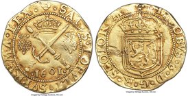 James VI (I) gold Sword & Scepter 1601 XF (Altered Surfaces), Edinburgh mint, Eighth coinage, KM20, S-5460. Crowned arms / Crossed sword and scepter d...