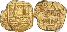 Philip IV gold Cob 4 Escudos ND (1630-1647) S-R MS62 NGC, Seville mint, KM56.2, Fr-203. 13.54gm. A fine example with strongly stuck centers and a touc...
