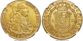 Charles IV gold 8 Escudos 1802 M-FA AU58 NGC, Madrid mint, KM437.1. A bold example with bright surfaces and overall light tone.

HID09801242017