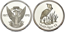 Republic 3-Piece Certified gold & silver Conservation Proof Set AH 1396 (1976) Ultra Cameo NGC, 1) "Shoebill Stork" 2-1/2 Pounds - PR69, KM70 2) "Hipp...