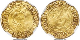 Basel. Free Imperial City gold "Interregnum" Goldgulden ND (1438) VF25 NGC, Fr-5, HMZ-2-49c. 3.33gm. A rare variety of the more common Fr-6 type, stru...