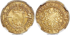 Basel. City gold Goldgulden (Ducat) 1621 XF Details (Edge Filing) NGC, KM73, Fr-21, HMZ-2-74e. 3.06gm. A scarce and popular type, slightly creased and...