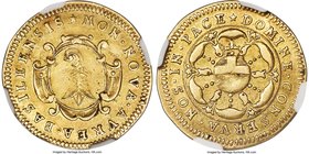 Basel. City gold Goldgulden (Ducat) ND (c. 1700) AU53 NGC, KM99, Fr-25a, HMZ-2-95a. 3.18gm. A gently handled piece with light luster and a saffron-gol...
