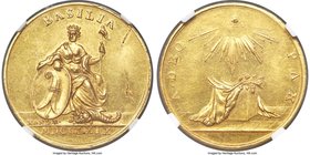 Basel. City gold Medal for Merit of 5 Ducats 1769-Dated MS62 NGC, cf. Bank Leu Auction 73, Lot 520 (reduced size), SM-1070 (same dies). 17.04gm. By J....
