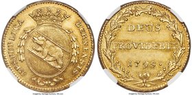 Bern. Canton gold 2 Duplone 1795 AU58 NGC, KM144.1, Fr-181, HMZ 2-211d. Lustrous and detailed owing to only a brief period spent in circulation. Amber...