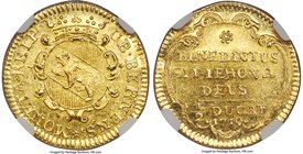 Bern. Canton gold 1/2 Ducat 1719 MS64 NGC, KM93, Fr-173, HMZ-2-217f. Struck on a slightly irregular flan, though certainly fully so, with a resulting ...