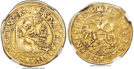 Haldenstein. Thomas I von Schauenstein gold Goldgulden ND (1609-1628) VF Details (Edge Filing) NGC, KM28, Fr-270, HMZ-2-519a. Variety with globus cruc...