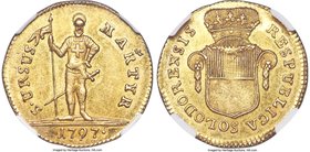 Solothurn. Canton gold Duplone 1797 MS62 NGC, KM60, Fr-391, HMZ-2-840c. A lightly toned example with a clear, bold strike, satiny luster, and hints of...