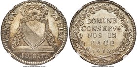 Zurich. Canton 40 Batzen 1813-B MS65 NGC, KM191. A scintillating gem displaying highly watery surfaces with cascading luster dressed in tones of olive...