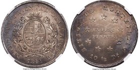 Republic "Montevideo Siege" Peso 1844 MS63 NGC, Montevideo mint, KM5. Coin alignment. A rare one-year siege issue numbering only 1,500 pieces struck. ...