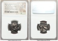 SICULO-PUNIC. Sicily. Ca. 300-289 BC. AR tetradrachm (24mm, 17.30 gm, 9h). NGC XF 4/5 - 5/5. Quaestors issue. Head of young Heracles right, wearing li...