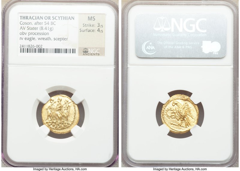 THRACIAN DYNASTS. Coson (ca. after 54 BC). AV stater (19mm, 8.41 gm, 1h). NGC MS...