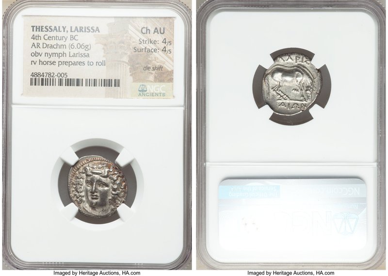 THESSALY. Larissa. Ca. 4th century BC. AR drachm (18mm, 6.06 gm, 6h). NGC Choice...