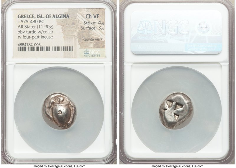 SARONIC ISLANDS. Aegina. Ca. 525-480 BC. AR stater (17mm, 11.90 gm). NGC Choice ...