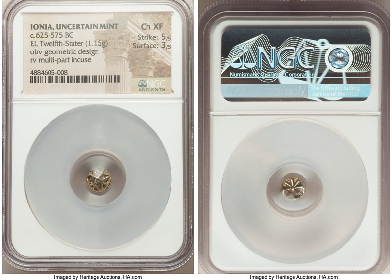 IONIA. Uncertain mint. Ca. 625-575 BC. EL 1/12 stater or hemihecte (8mm, 1.16 gm...